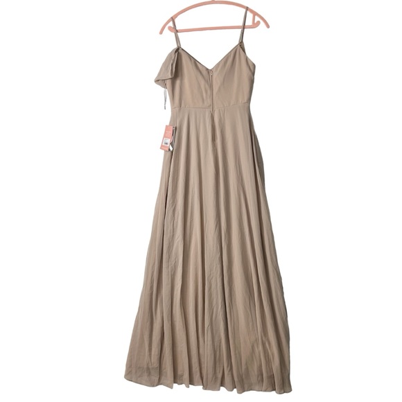 Birdy Grey Size S Devin Convertible Gown Taupe Slit Missing Sleeve Upcycle NEW - Picture 2 of 7